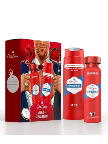 OLD SPICE набор подарочный: аэрозольный дезодорант whitewater 150мл, гель д/душа whitewater 250мл